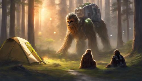 Chewbacca camping with han solo and yoda