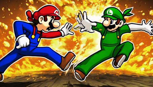 Mario and luigi fighting like naruto and sasuke 