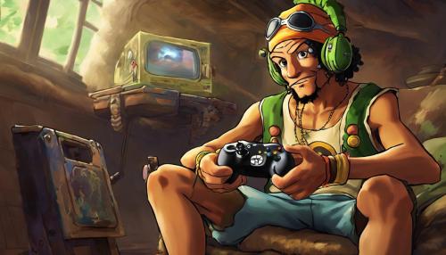 Usopp playing xbox with chopper