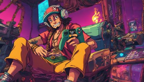 Usopp playing Xbox with Chopper from One Piece