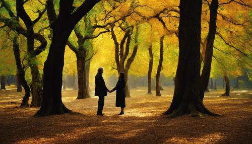 BOSQUE CON ARBOLES FRUTALES ANIALES UN HOMBRE Y MUJER QUE EMANEN LUZ