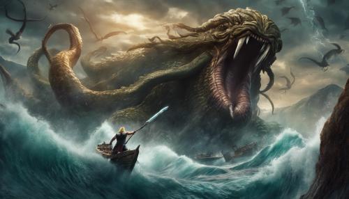 Thor battling a massive scary kraken