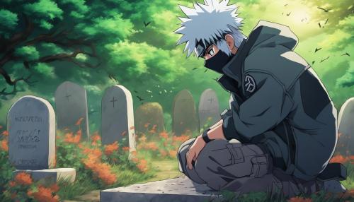 Kakashi crying over a grave