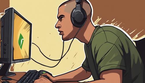 A guy, brown buzz cut, sweaty, black headset, raging xbox player, 