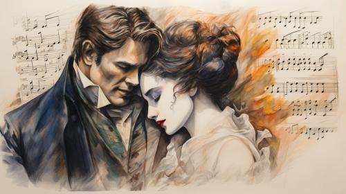 Phantom of the Opera, symphonic music sheet, colored pencil