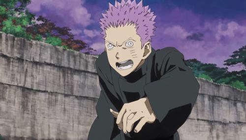 Gojo doing a holllow purple in jujutsu kaisen anime