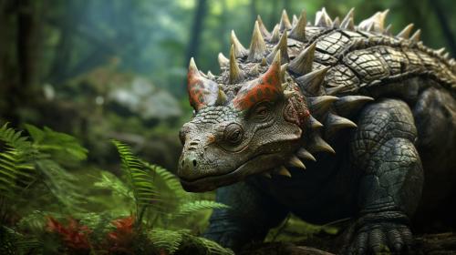 Ankylosaurus en una selva prehistorica
