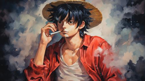 Luffy smoking cigarets

