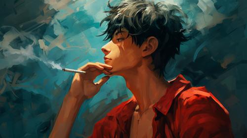 Luffy smoking cigarets

