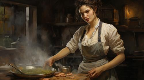 quero uma imagem com estilo pintura do período renacentista que tenha um cozinheiro
