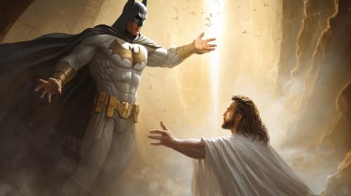 Batman fighting against Jesus 