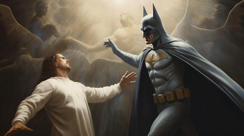 Batman fighting against Jesus 