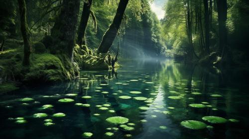 Amazing pond in the forest