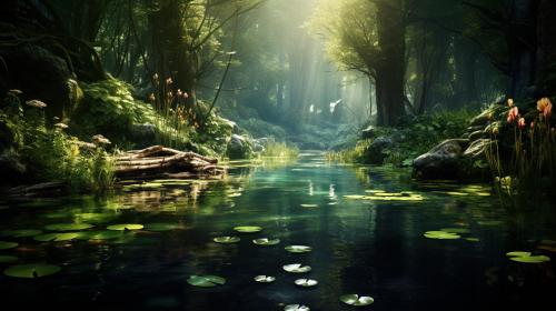 Amazing pond in the forest