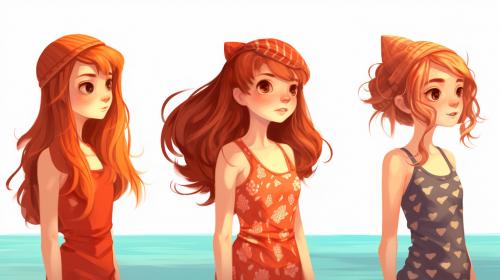 girls red hair bathing suits