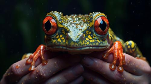 hazme una foto de una rana full fumada con un puro en la mano
