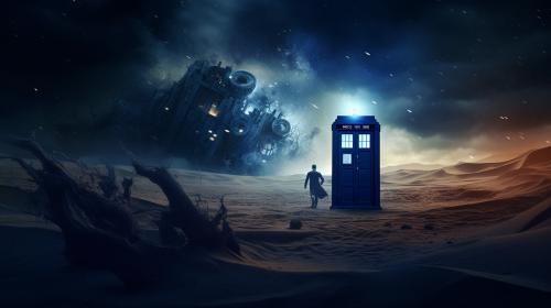 the TARDIS in space
