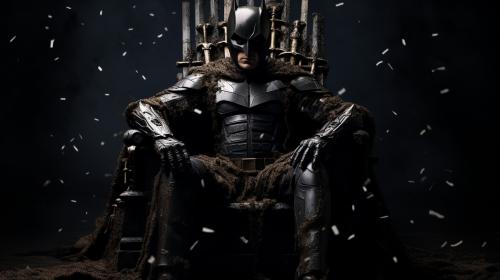 dark knight sitting on  the throne


