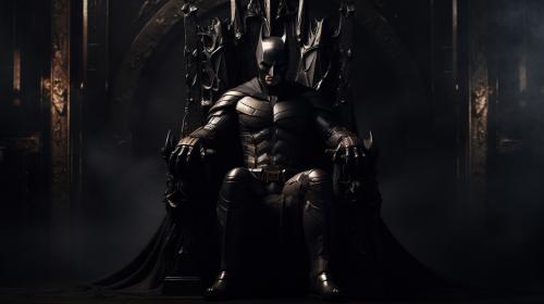 dark knight sitting on  the throne


