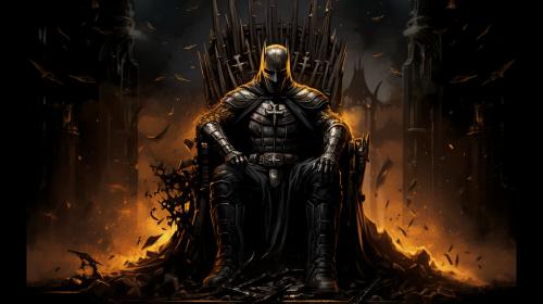 dark knight sitting on  the throne


