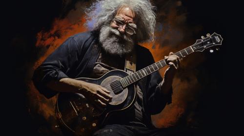 jerry Garcia playing the banjo