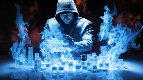 Chilly poker player made of ice and fire

