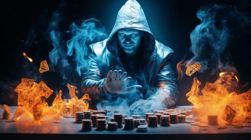 Chilly poker player made of ice and fire

