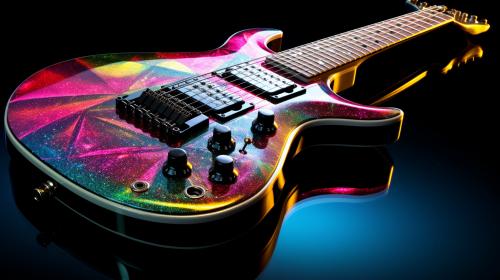 80s electric guitar with a Floyd Rose and sparkle paint, highly detailed