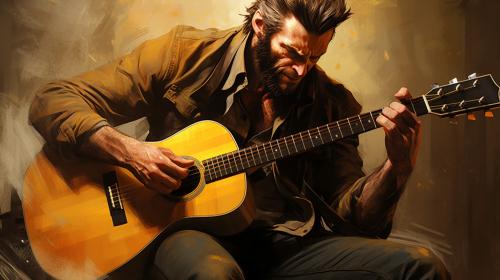 wolverine playing guitar
