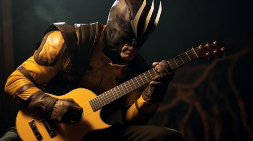 wolverine playing guitar
