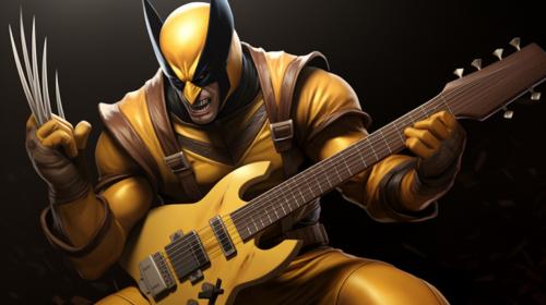 wolverine playing guitar
