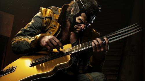 wolverine playing guitar
