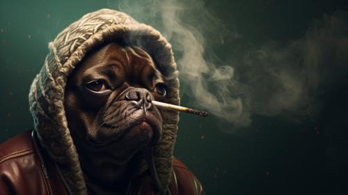 Dog pug rapper smoking