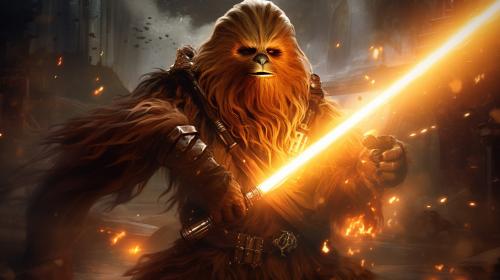 Star wars wookiee with duel lightsabers
