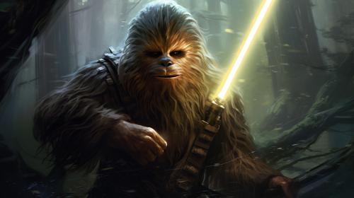 Star wars wookiee with duel lightsabers
