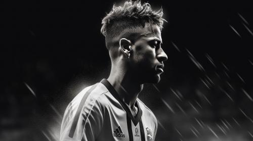  A black and white wallpaper that includes Neymar Junior