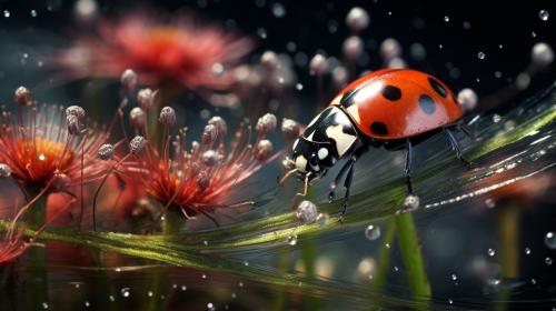 ladybug spider grass flowers