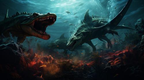 dinosaurs under ocean