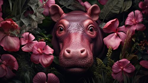 jungle pink hippopotamus