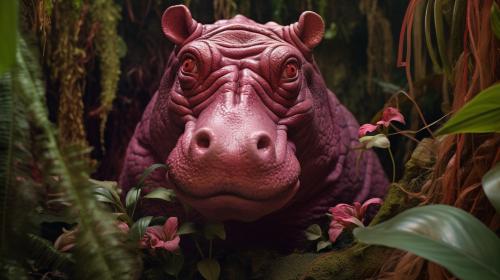 jungle pink hippopotamus