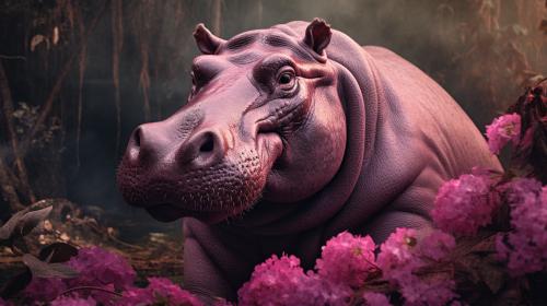 jungle pink hippopotamus