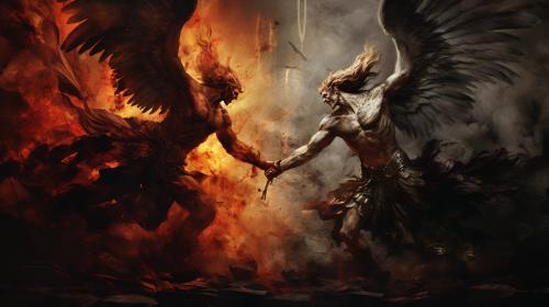 Angels and demons fighting
