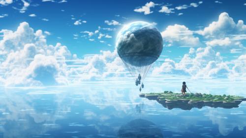 sao floating aincrad in sky