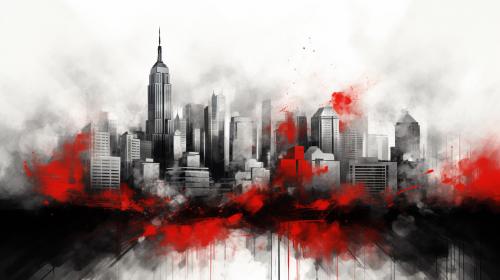 red white and black city