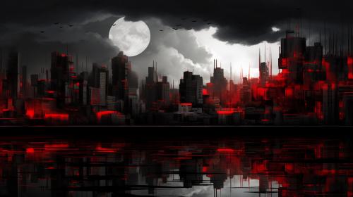 red white and black city