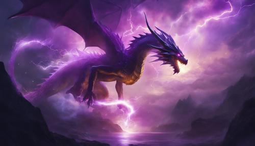 Dragon with purple lightning 4k