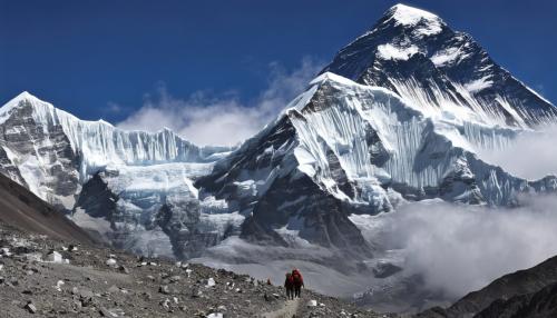 Mount Everest with man on top