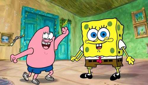 SpongeBob fighting Patrick 