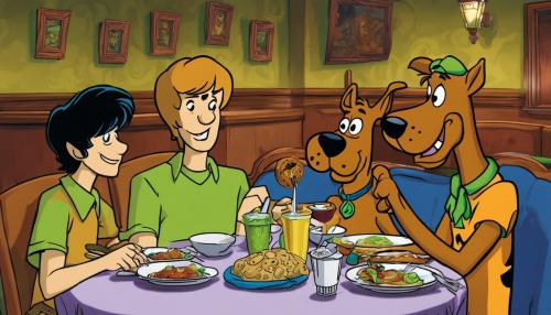 Scooby-Doo eating with Shaggy Rogers 