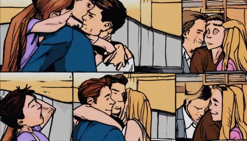 Peter parker 1, 2 and 3 hugging each others goodbye